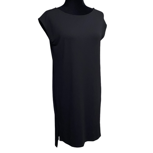 Eileen Fisher Black High Low Hem Tee Dress Petite Small Minimalist Lagenlook - Picture 4 of 9